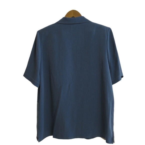 TanJay Blue and Beige Patchwork Blouse Size 12 - Picture 2 of 8